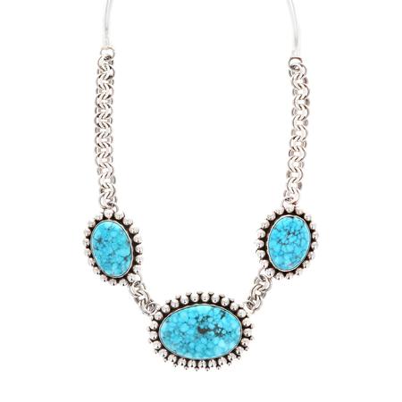 Kingman Turquoise Necklace with 3 Stones