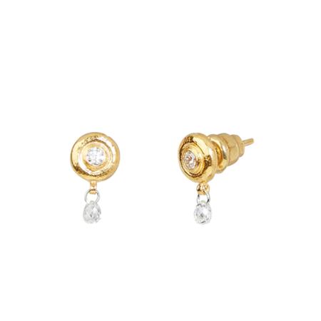 Gold Droplet Earrings with Briolette