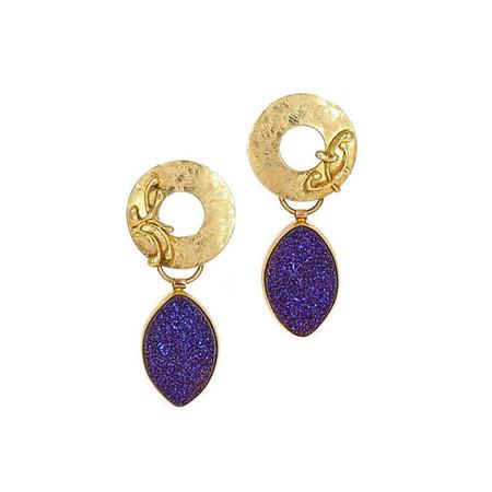 Purple Druzy Quartz Earrings