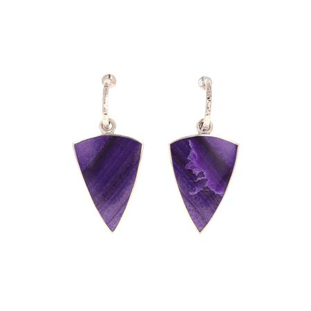 Sugilite Sheild Charm Hoop Earring