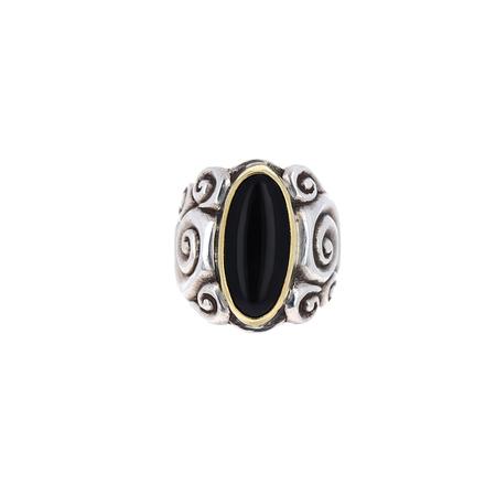 Black Jade Swirl Ring