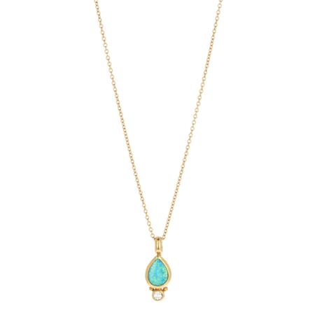 Small Opal Diamond Pendant Necklace