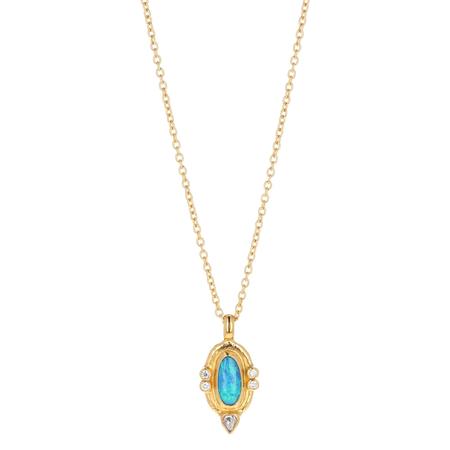 Opal Diamond Pendant Necklace