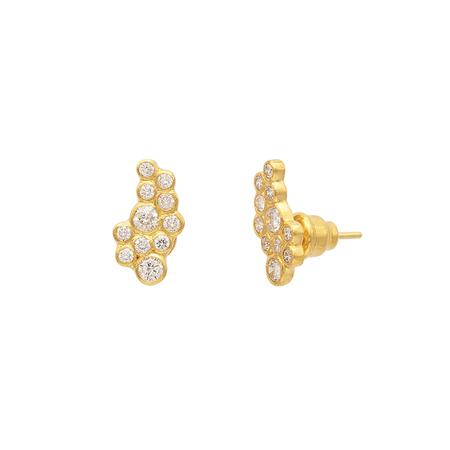 Gold Diamond Cluster Post Earring