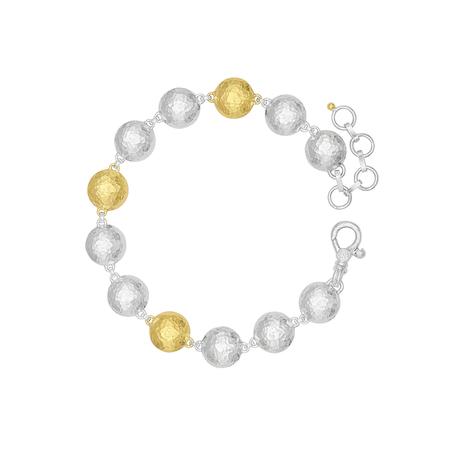 Silver and Gold Lentil Link Bracelet