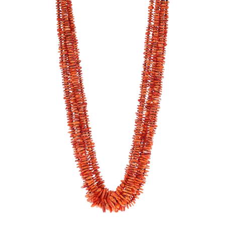 Orange Spiny Oyster 7 Strand Necklace