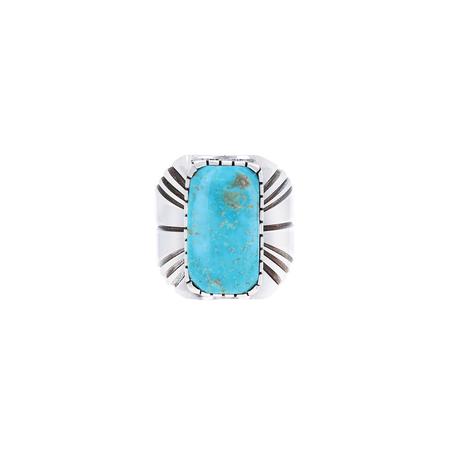 Square Kingman Turquoise Ring