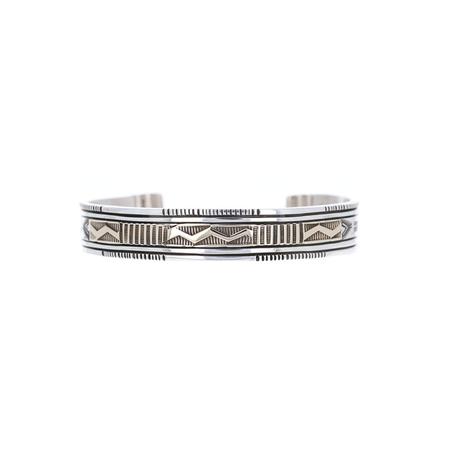 14k Gold and Silver Stamped Cuff