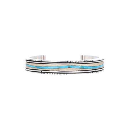 14k Gold Turquoise Wave Cuff