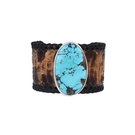 Kingman Turquoise Snake Skin Cuff