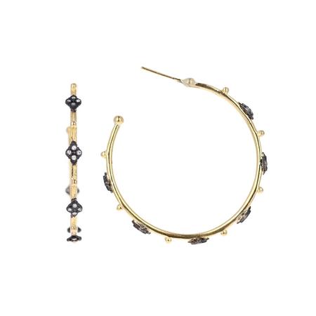 Gold Diamond Crivelli 35mm Hoop Earrings