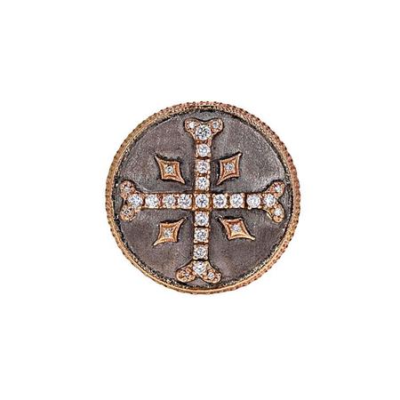 Rose Gold Cross Crivelli Signet Ring