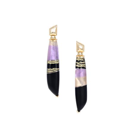 Ametrine and Onyx Post Drop Earrings