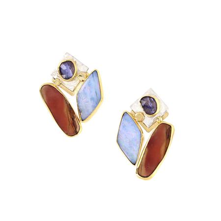 Opal and Cherry Creek Jasper Post Earring