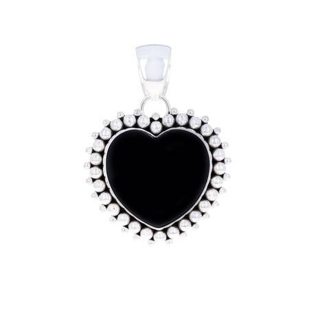 Black Onyx Dot Heart Pendant