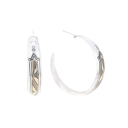 Silver and Gold Stamped Hoop Earrings