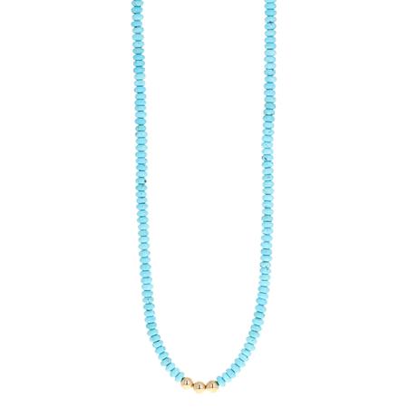 Nacazori Turquoise with 14k Gold Beads Necklace