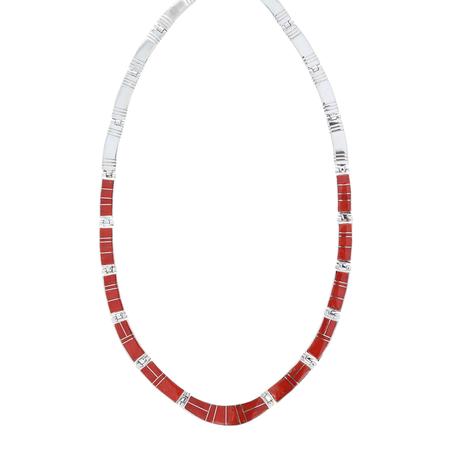 Coral Inlay Collar Necklace