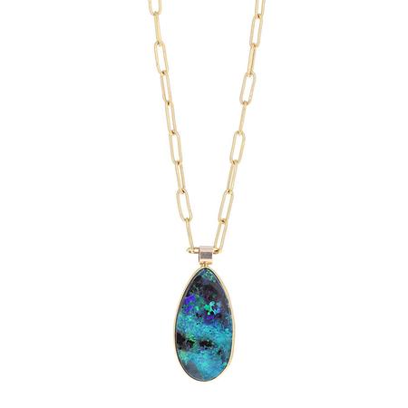 Blue Opal Gold Link Necklace