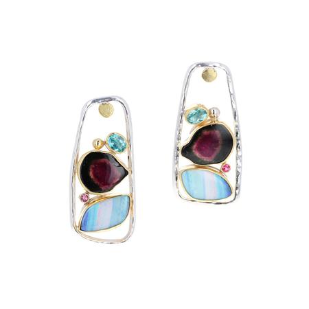 Opal and Tourmaline Post Earrings