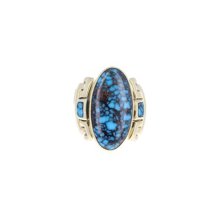 Paiute Turquoise Mayan Gold Ring 