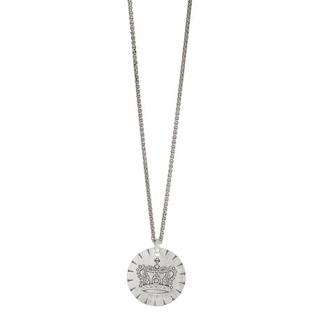 Silver Crown with Diamond Pendant Necklace