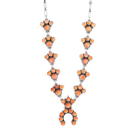 Mini Orange Spiny Oyster Squash Blossom Necklace