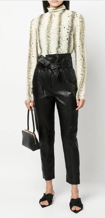 Belted Faux Leather Cropped Pants