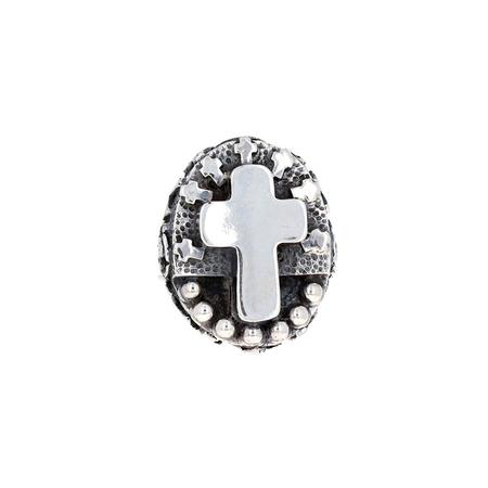 Silver Flower and Cross Ring