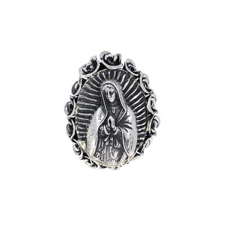 Silver Flower Lady of Guadalupe Ring 