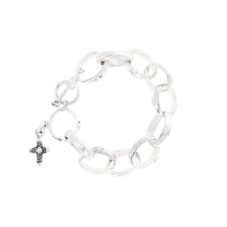 Silver Link Bracelet with Small Cross Charm