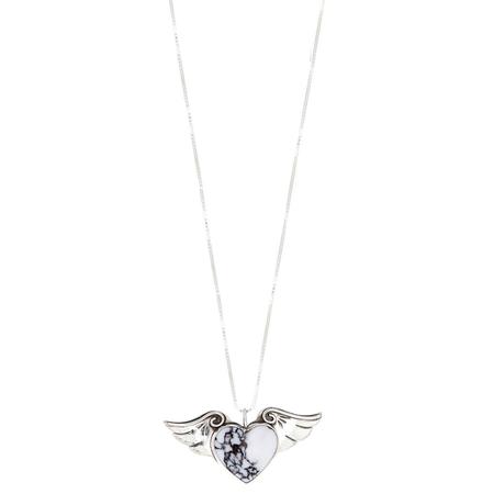 White Buffalo Winged Heart Pedant Necklace