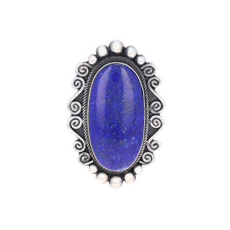 Lapis Stamped Silver Ring