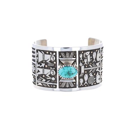 Silver Storyteller Cuff with Turquoise