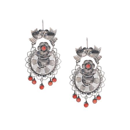 Red Spiny Oyster Love Bird Dangle Earrings