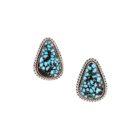 Kingman Web Turquoise Clip Earrings