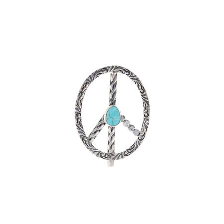 Turquoise Peace Sign Hat Clip