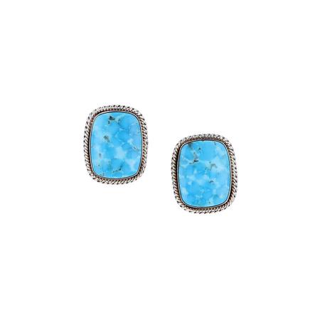 Kingman Turquoise Square Clip Earrings