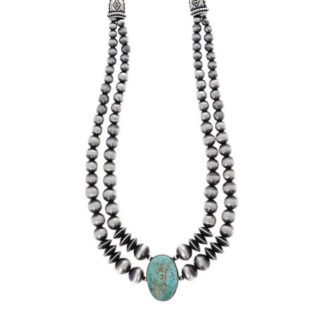 Turquoise 2 Strand Navajo Pearl Necklace