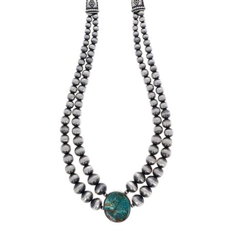 Turquoise 2 Strand Navajo Pearl Necklace