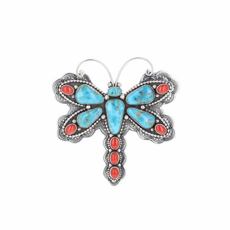 Turquoise and Coral Dragonfly Ring