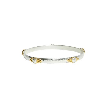 Silver and Gold Amulet Bangle Bracelet