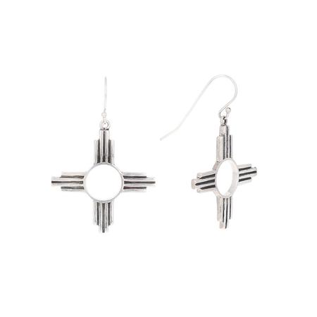 Silver Zia Symbol Dangle Earrings