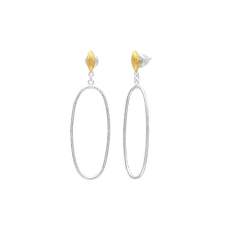 Silver and Gold Geo Link Post Dangle Earring