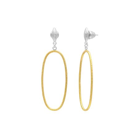 Silver and Gold Geo Link Post Dangle Earring