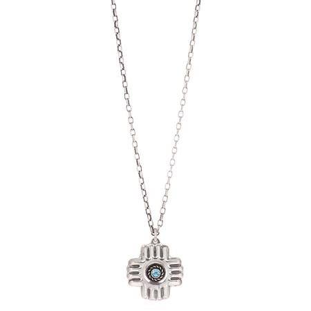 Blue Topaz License Plate Pendant Necklace