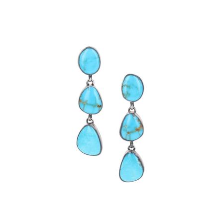 3 Kingman Turquoise Post Dangle Earring