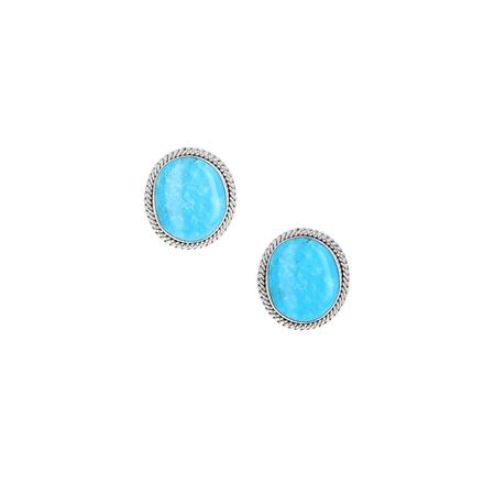 Round Kingman Turquoise Post Earrings