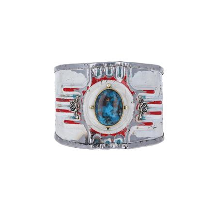 White NM Zia License Plate Cuff