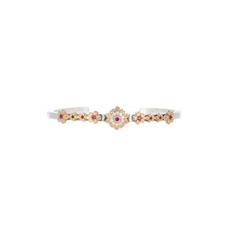 Ruby Cherry Blossom Cuff Bracelet